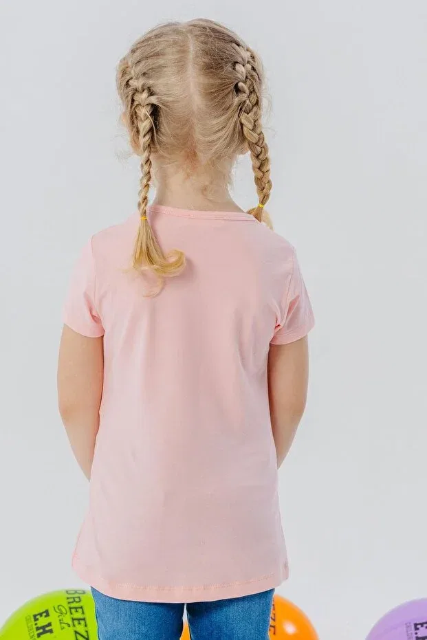 Детская футболка для девочек с принтом Magic Unicorn Printed Breeze, Salmon — фото 2