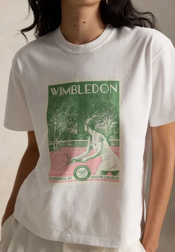 Футболка хлопковая Wimbledon graphic cotton jersey tee Polo Ralph Lauren, White Multi, белый/мультиколор — фото 4