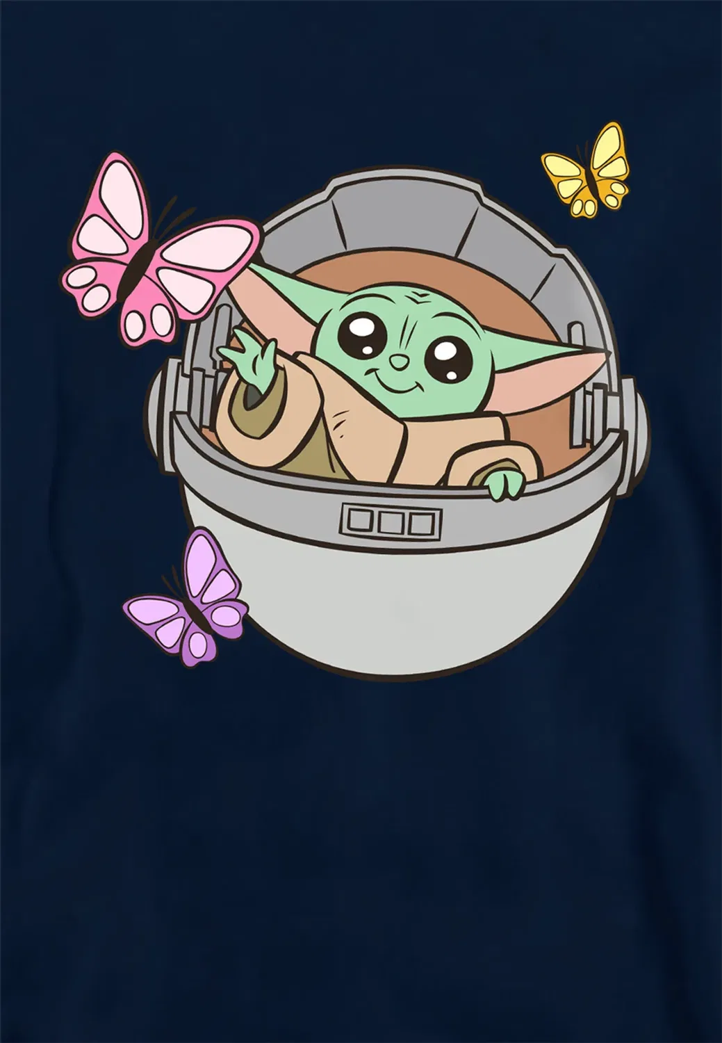 Детский худи с принтом Grogu Butterflies Star Wars - The Mandalorian, Navy — фото 2