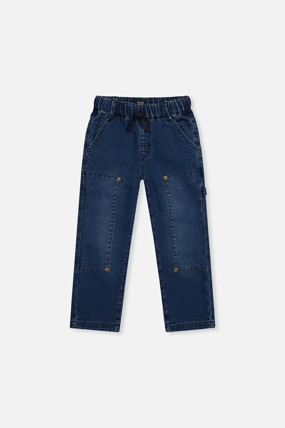 Детские брюки прямые с карманами French Terry Denim Pants Deux par Deux, Navy Blue Denim