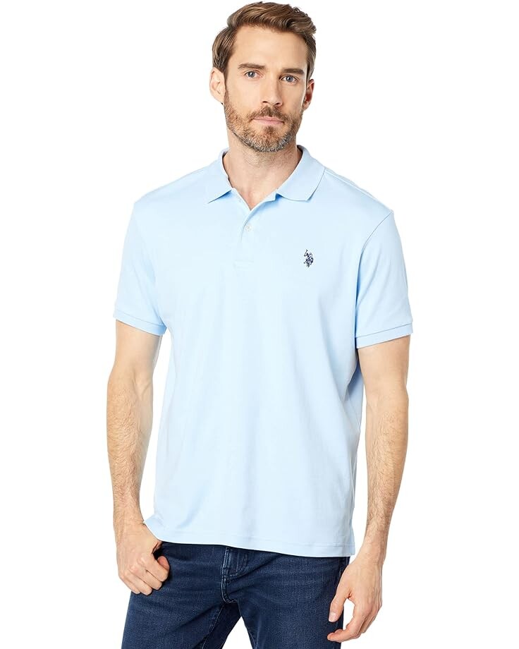 Поло U.S. Polo Assn. Solid Short Sleeve Interlock, светло-синий