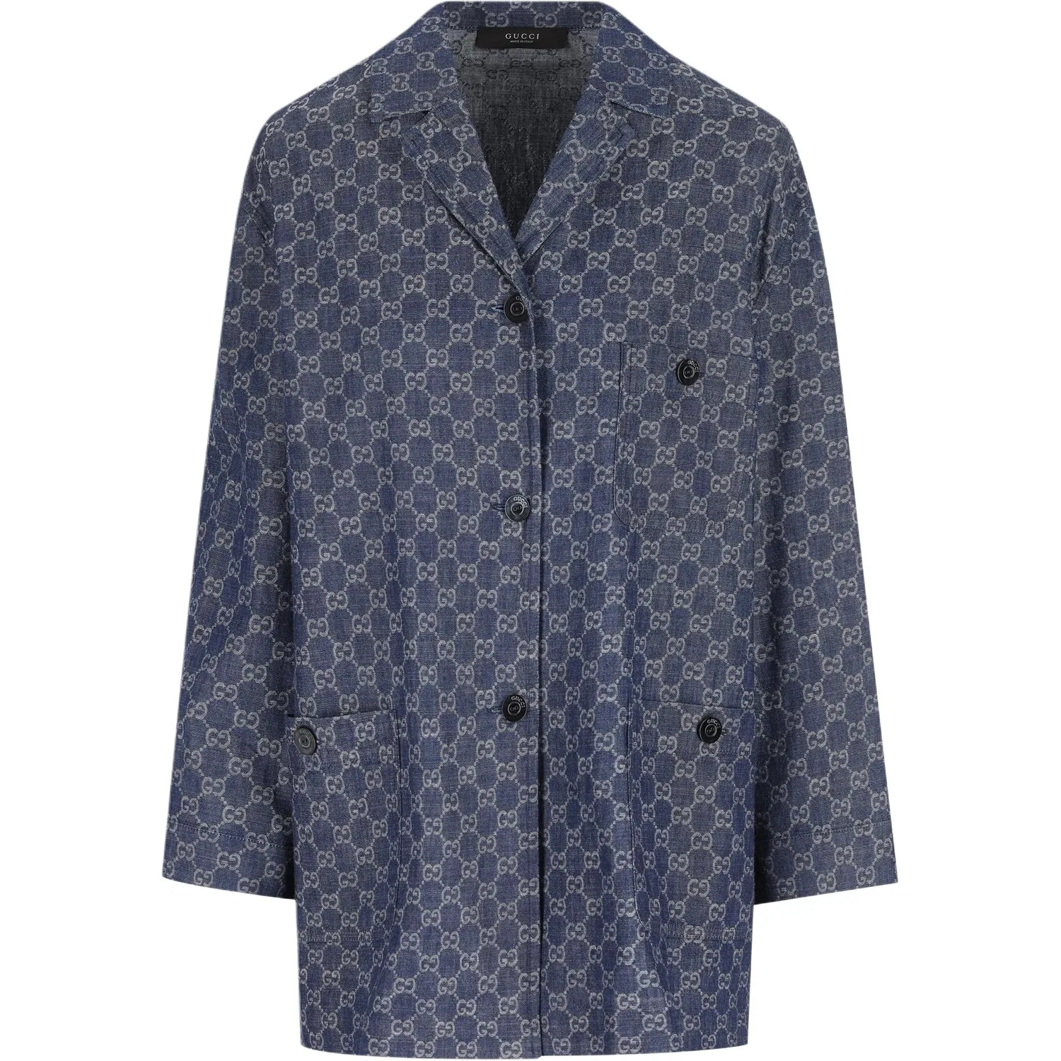 Женское пальто с воротником-кубинка, прямого кроя, GUCCI, Blue
