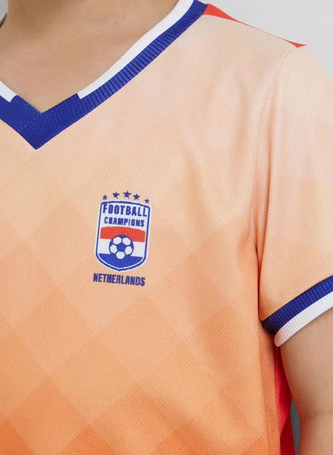 Комплект футболка и шорты с принтом Нидерланды FIFA Styli, оранжевый — фото 4