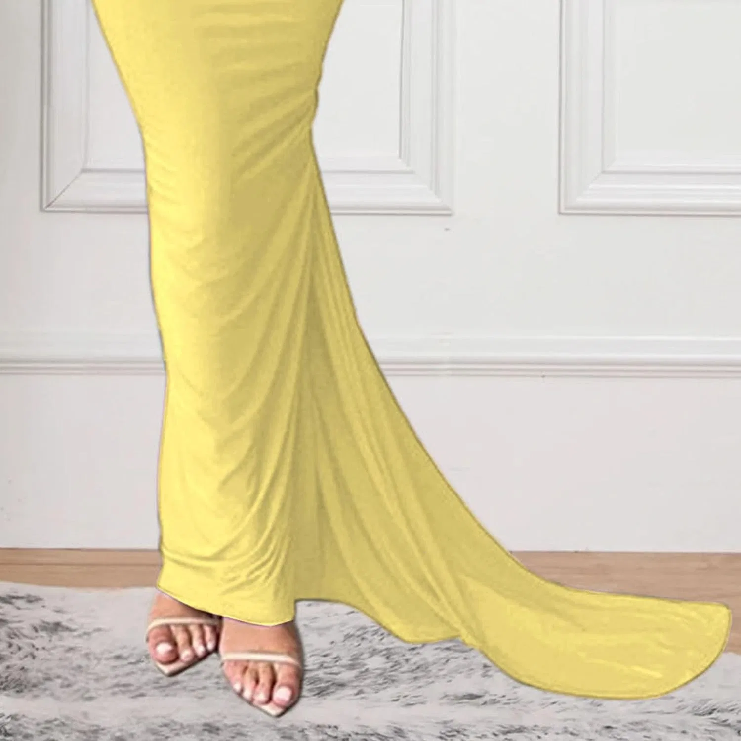 Женское облегающее платье с открытой спиной, Yellow — фото 4