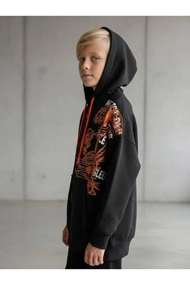 Детский кардиган с принтом Transitional Rabbit Zekids, Black — фото 4