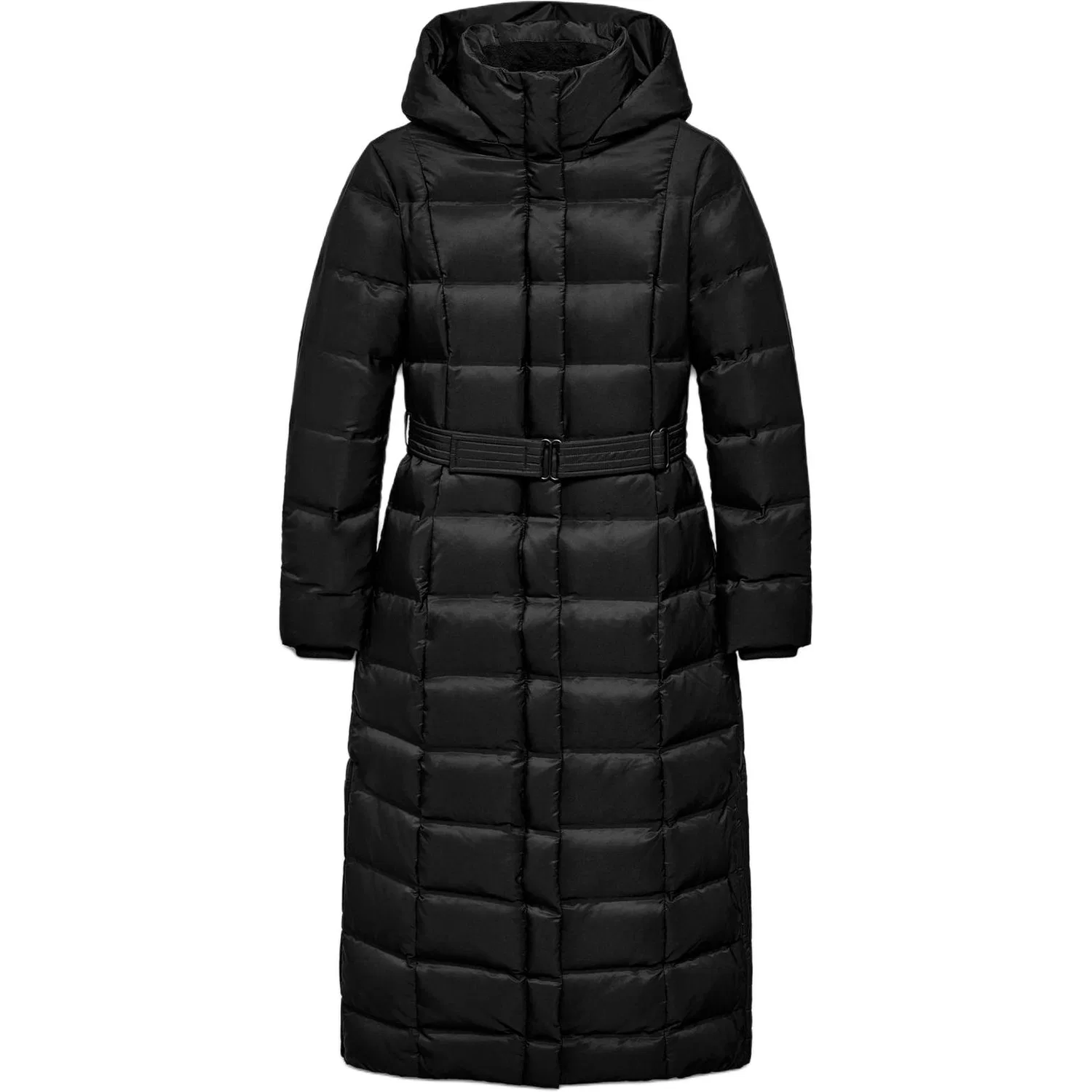 Женский пуховик с капюшоном Black ZARA, Черный