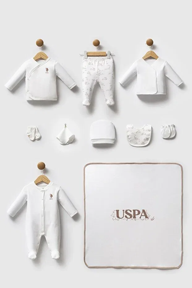 Детский комплект для новорожденных из 10 предметов U.S. Polo Assn., Белый