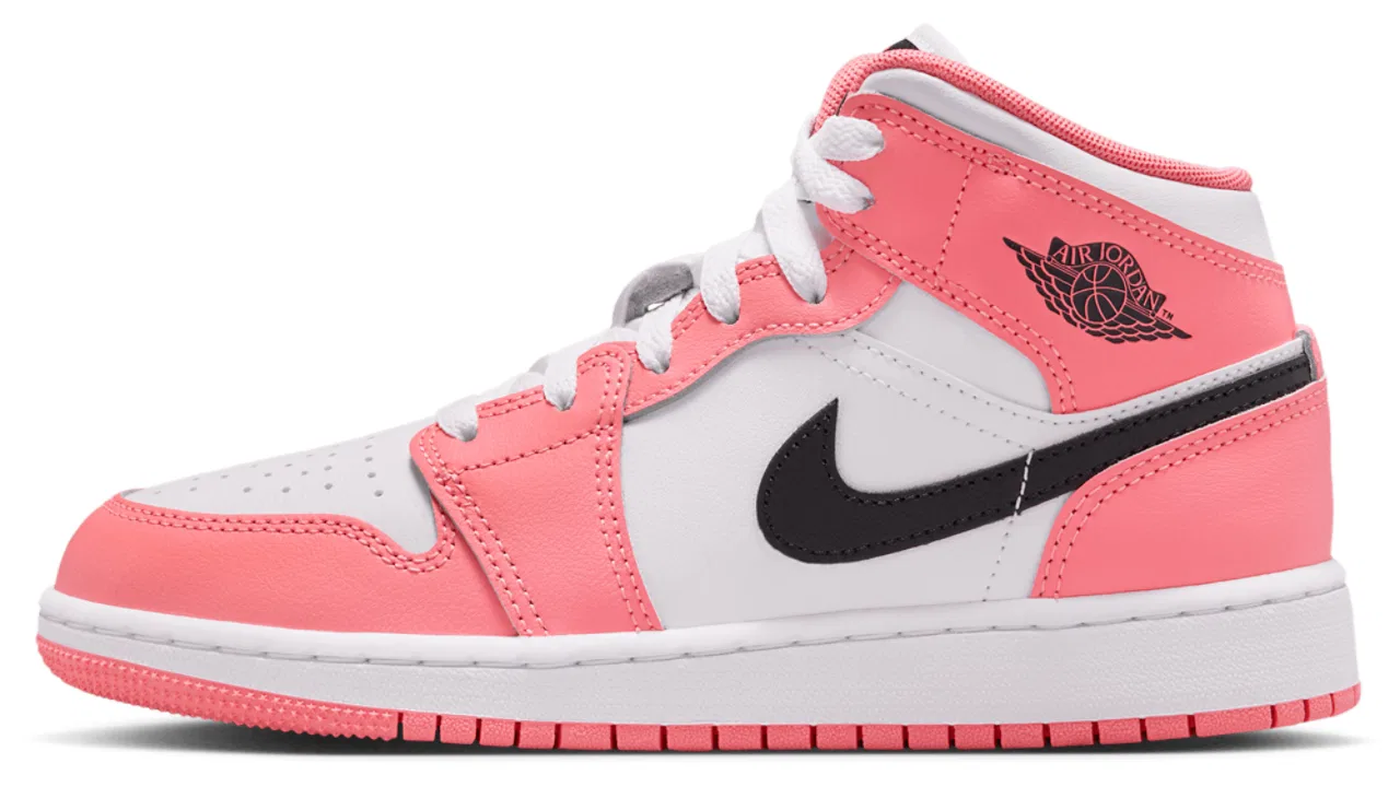 Кроссовки для девочек AJ1 Mid Jordan, цвет Pink Gaze/Black/White — фото 2