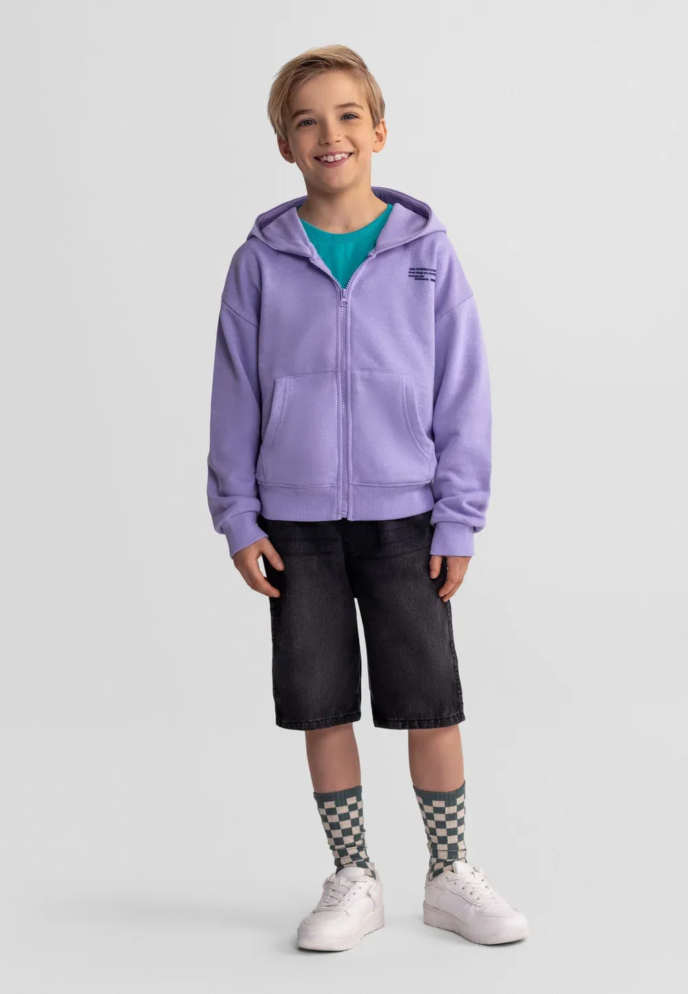 Комплект из 2 толстовок с капюшоном и застежкой-молнией Minoti, Lilac/Navy