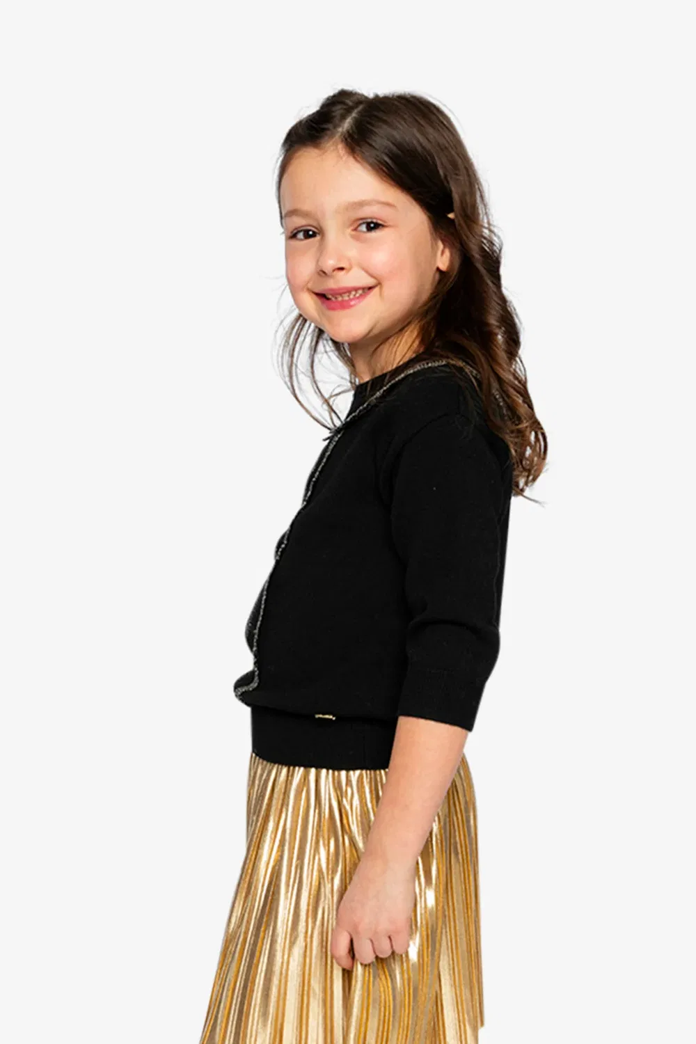 Детский свитер с длинным рукавом Chic Occasionwear Deux par Deux, Black and Gold — фото 2