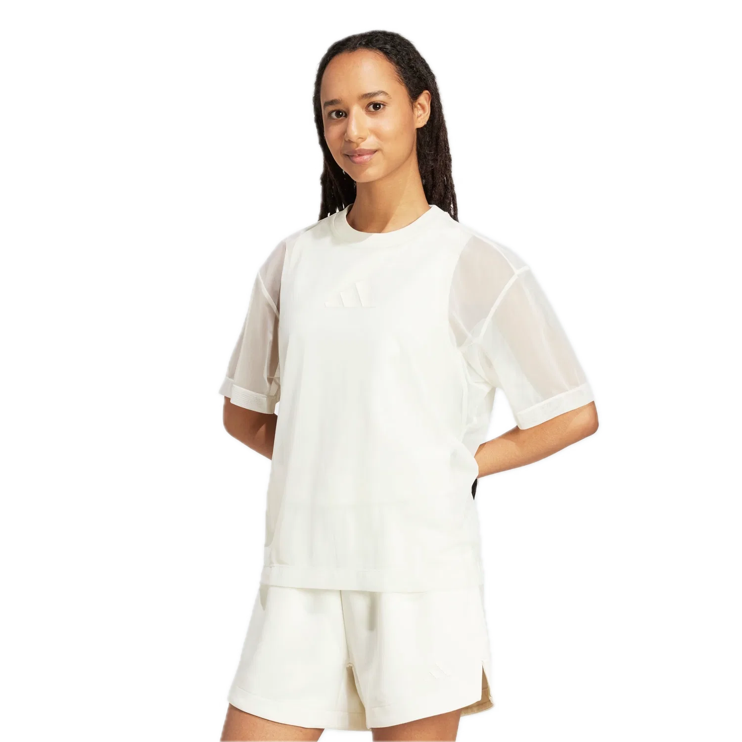 Женская футболка свободного кроя Soft Lux Mesh Adidas, белый — фото 2