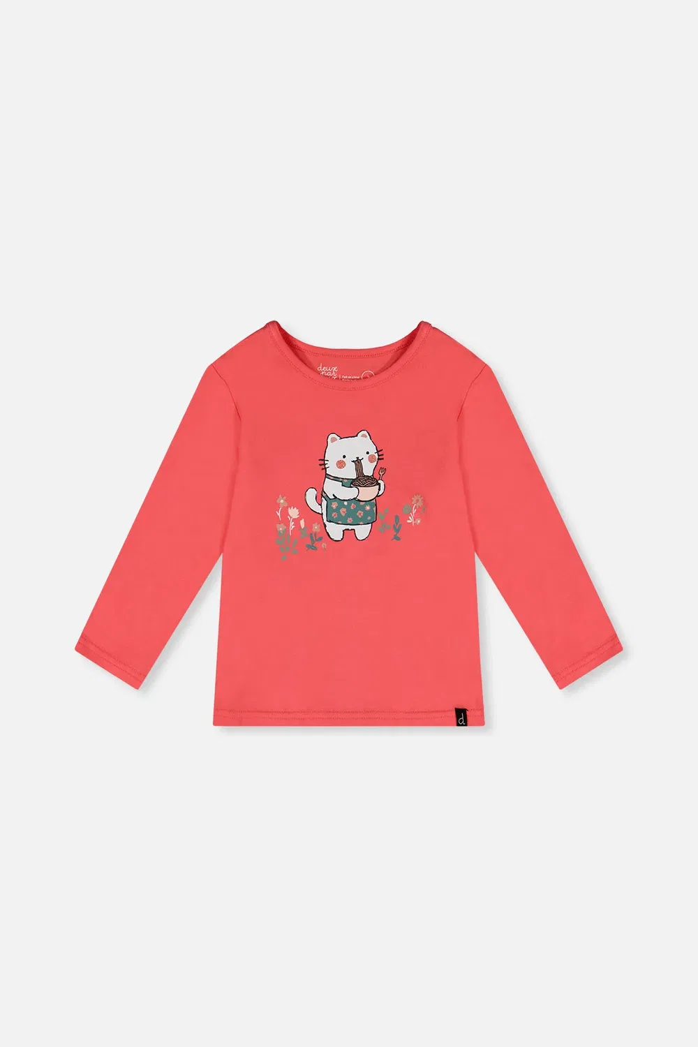 Детская футболка с длинным рукавом с принтом Deux par Deux, Coral Pink
