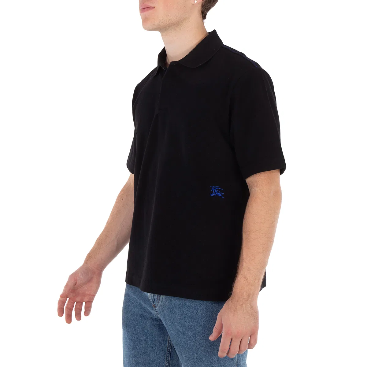 Поло с длинным рукавом Knight Motif Cotton Polo Shirt Burberry, Black — фото 2
