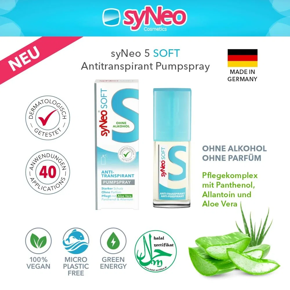 Антиперспирант спрей syNeo 5 Soft, для чувствительной кожи, с алоэ вера, 6 шт по 30 мл — фото 2