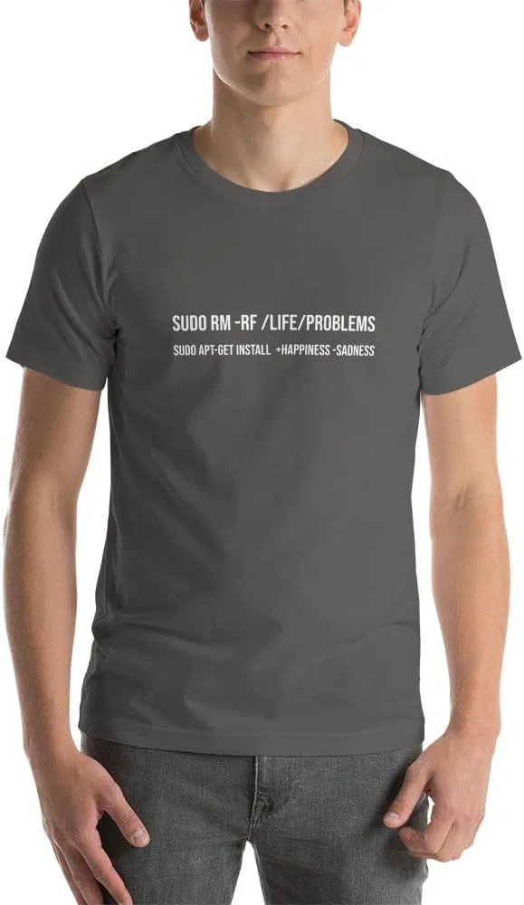 Футболка с принтом Sudo Rm -Rf Lifeproblems, Black — фото 4