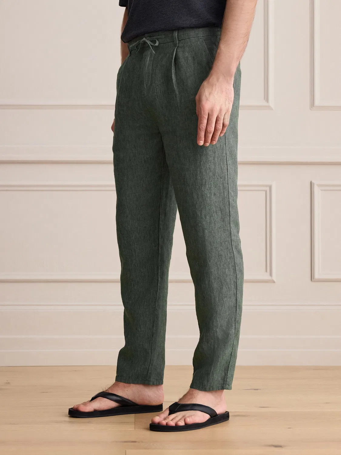 Брюки чинос со складкой, Regular Tapered Fit, Signature Next, зеленый — фото 3