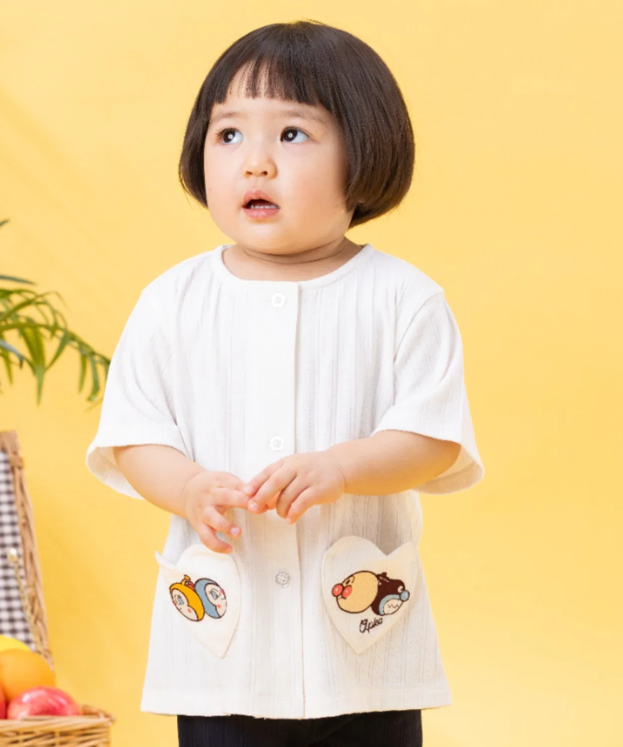 Детский кардиган с коротким рукавом с вышивкой Heart Pocket ANPANMAN KIDS COLLECTION, Off White — фото 2