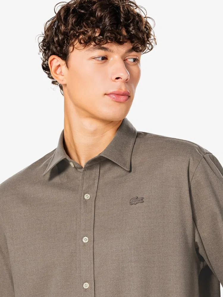 Рубашка с длинным рукавом фланелевая LACOSTE, Beige — фото 2
