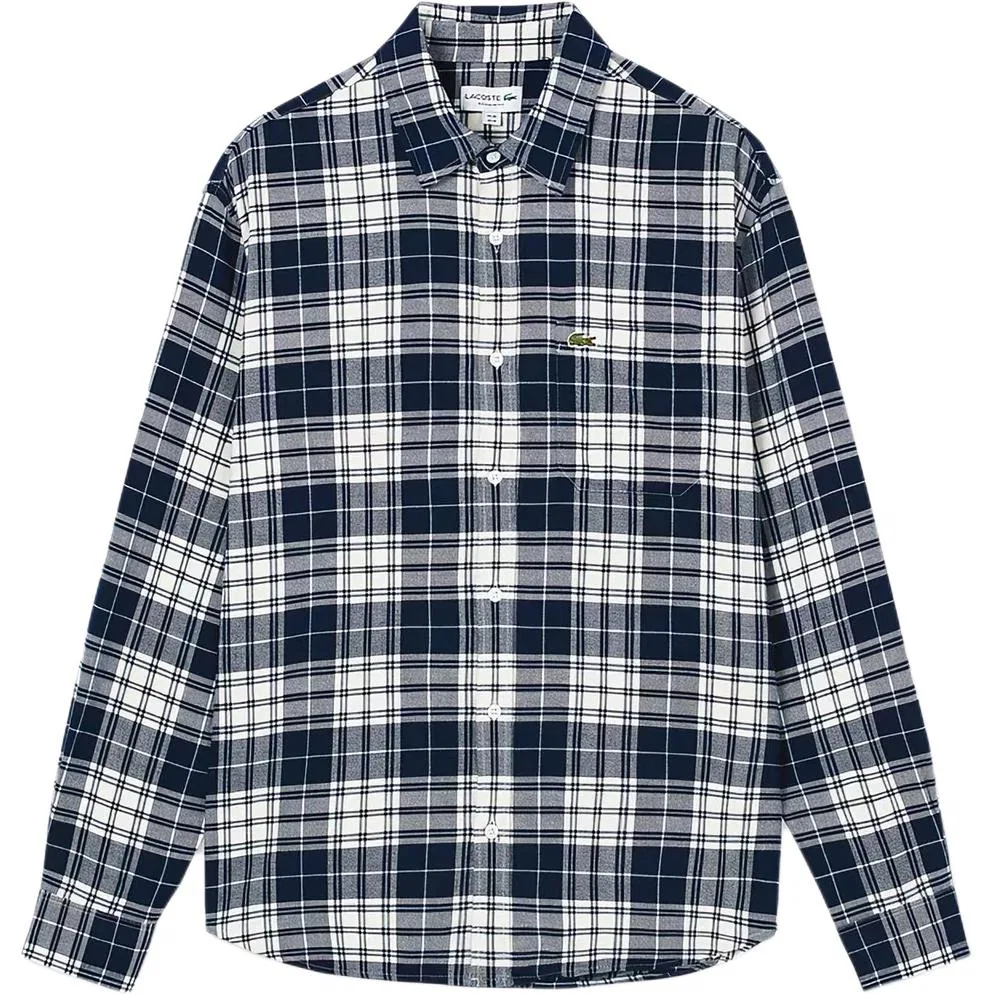 Мужская рубашка с воротником LACOSTE, Navy Blue White Plaid