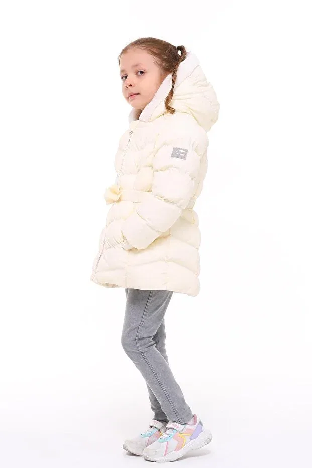 Детское пальто для девочек с капюшоном 51285 Benitto Kids, Beige — фото 3