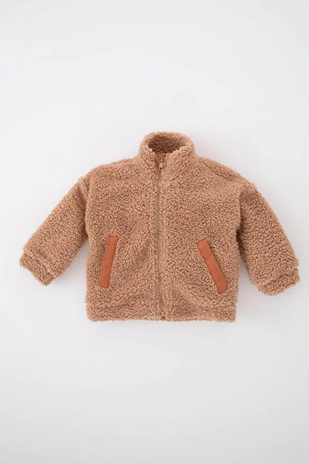 Детский кардиган для девочек из плюша Defacto, Beige-Bg177