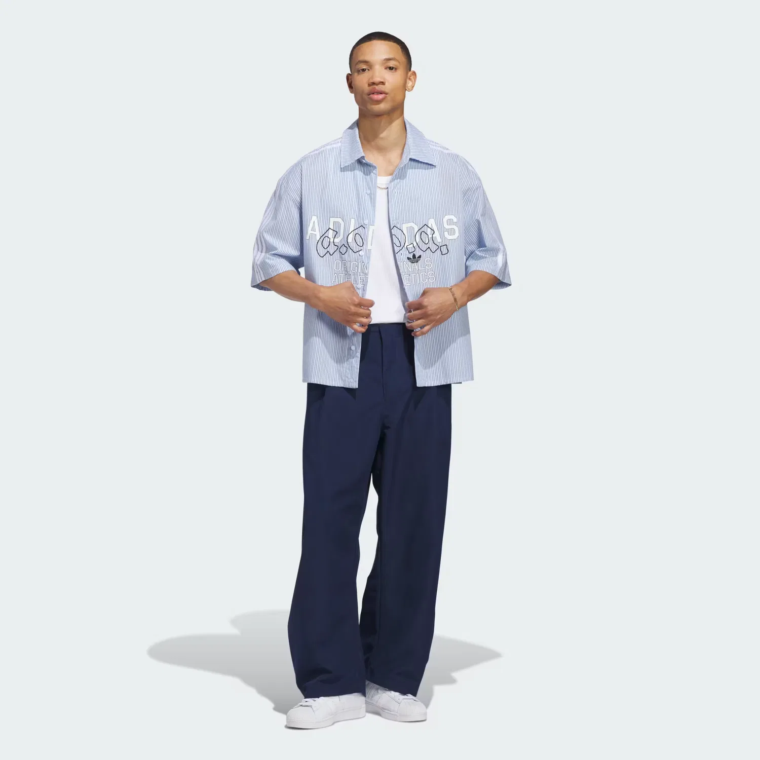 Мужская рубашка с коротким рукавом свободной посадки AOA Button Up Adidas Originals, Night Indigo — фото 3