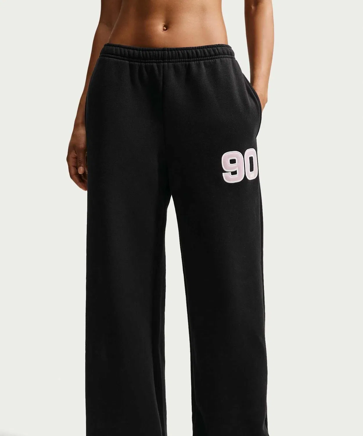 Женские широкие спортивные брюки из флиса с принтом Studio Fleece Medium Weight NIKE, Black — фото 4