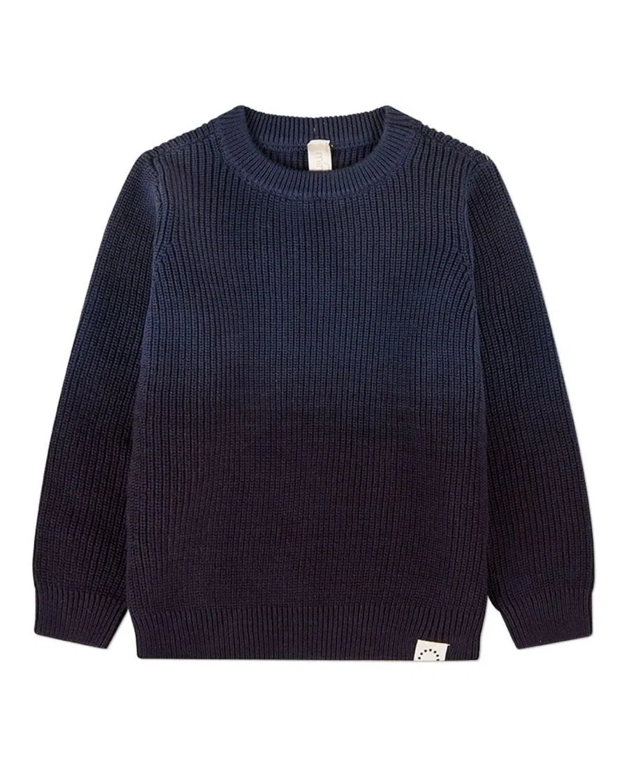 Пуловер с круглым вырезом из хлопка с омбре MeMoi, Navy-Blue