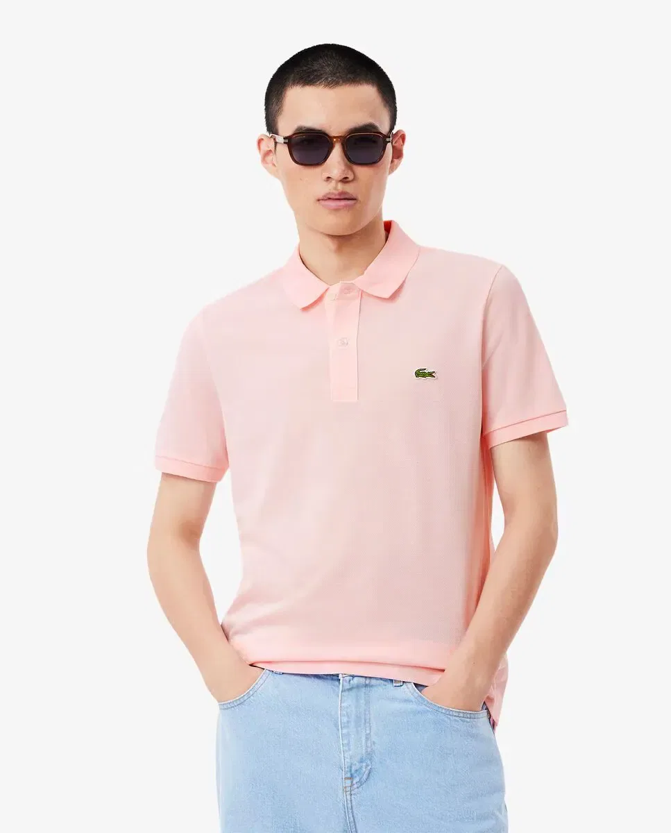 Поло Lacoste с коротким рукавом из пике, приталенный крой, Rosa Claro
