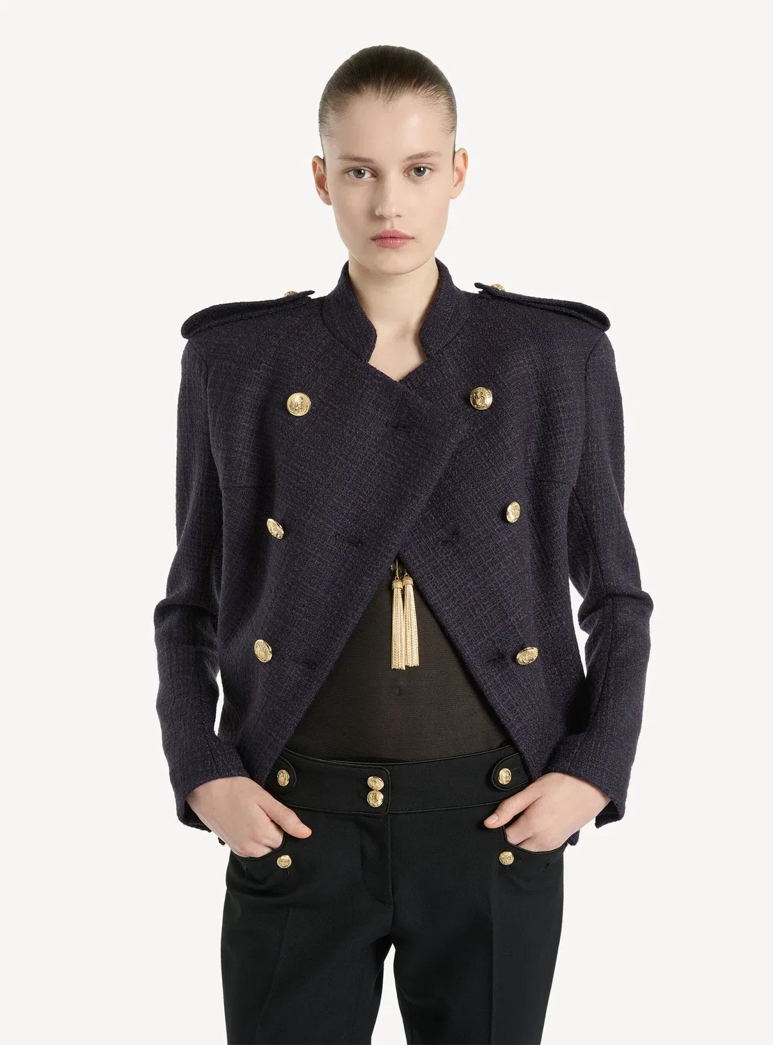 Твидовый жакет на 6 пуговицах BALMAIN, синий — фото 3