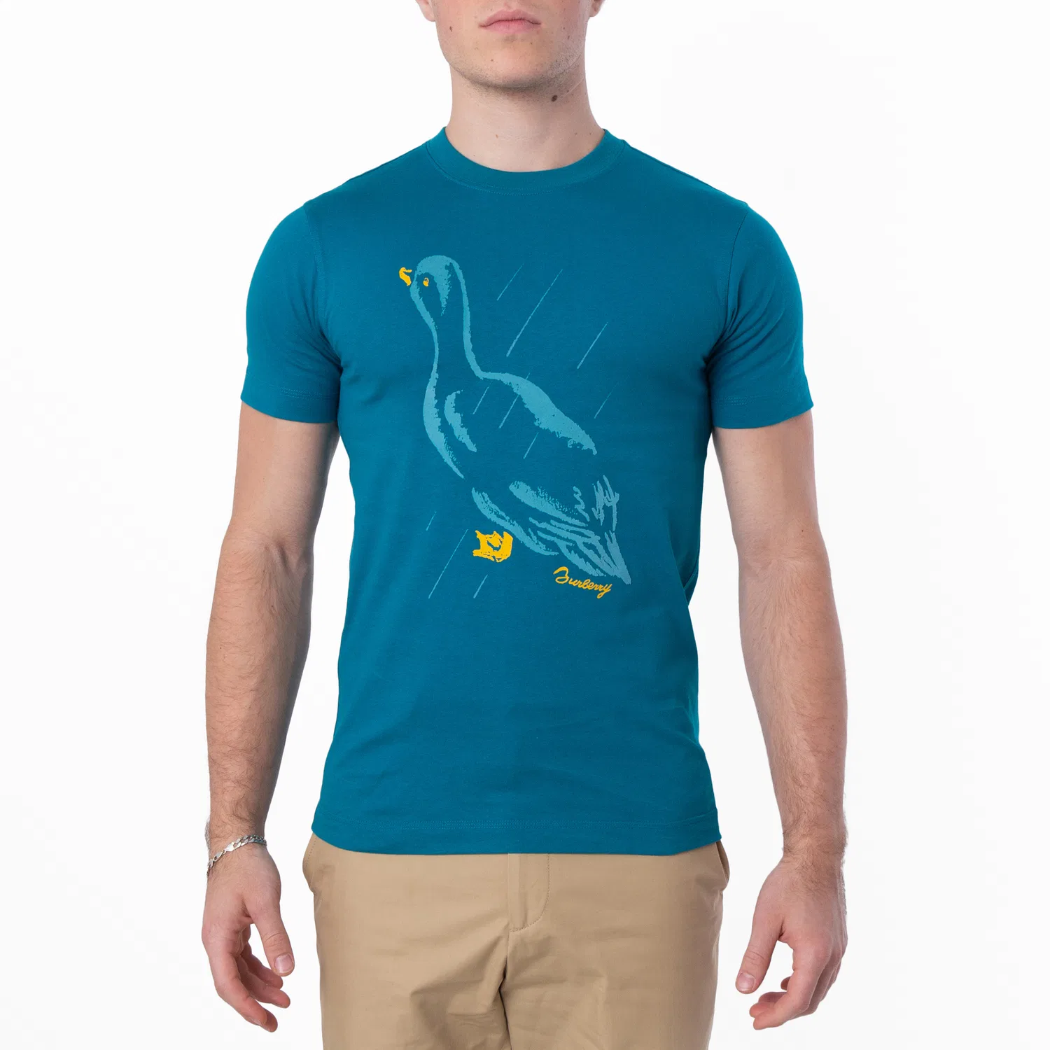 Футболка из хлопкового джерси с принтом Duck Print Cotton Jersey T-Shirt Burberry, Kingfisher