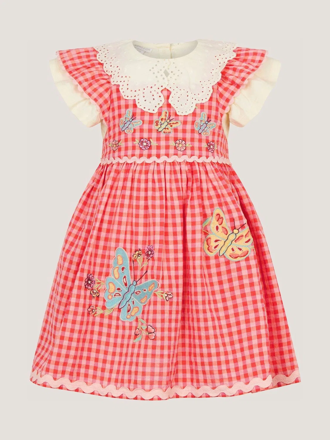 Комплект топ и сарафан Monsoon Butterfly Gingham, розовый — фото 2