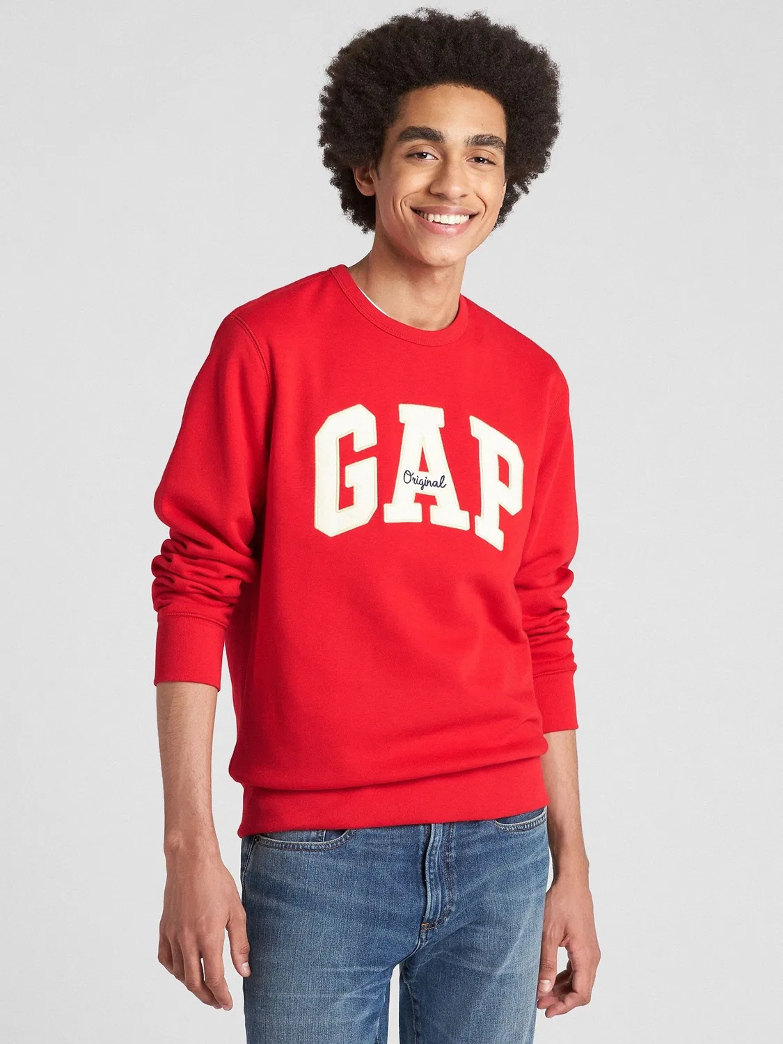 Свитшот свободный Gap Red Relaxed Logo, красный — фото 4
