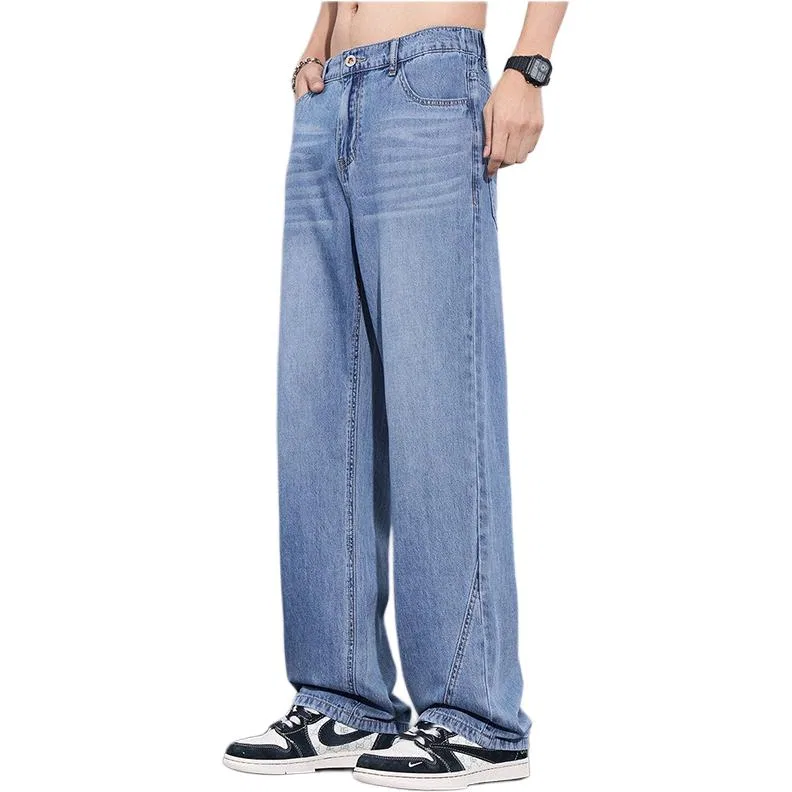 Детские джинсы унисекс из лиоцелла свободного кроя Tonlion, Light Blue — фото 4