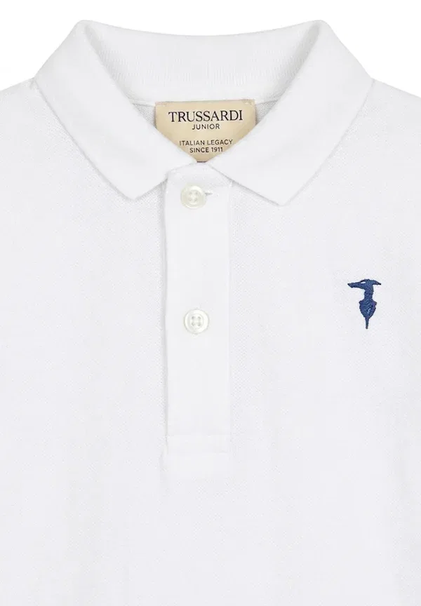 Футболка поло хлопковая Polo Tru Trussardi Junior, белый — фото 3