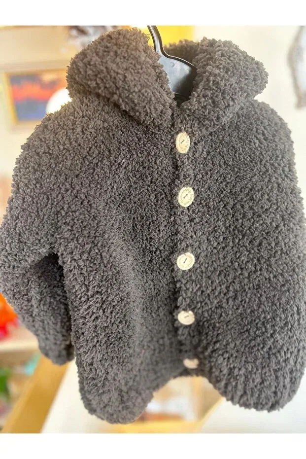 Детское пальто-кардиган с капюшоном Hand Knitted Teddy Bear Coat Cardigan Pera, Brown — фото 2