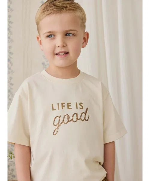 Детская футболка из органического хлопка с принтом Cloud Life is Good JAMIE KAY, Off White
