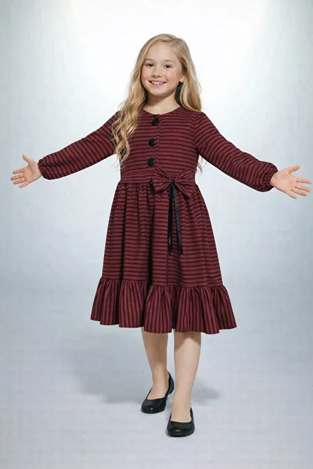 Детское платье для девочек с длинным рукавом Fesshera Kids, Pink — фото 2