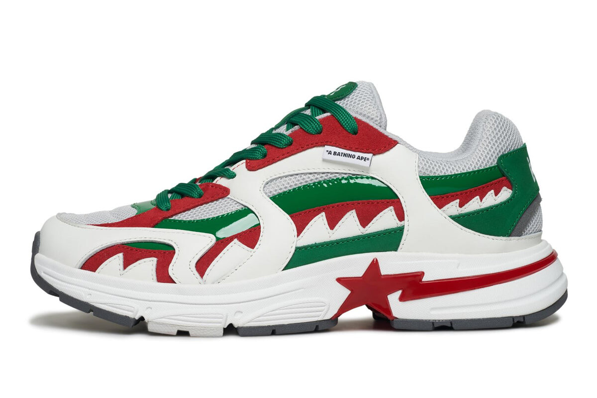Кроссовки Bape Shark Sta M1 Country Pack - Italy, зеленый/белый/красный — фото 3