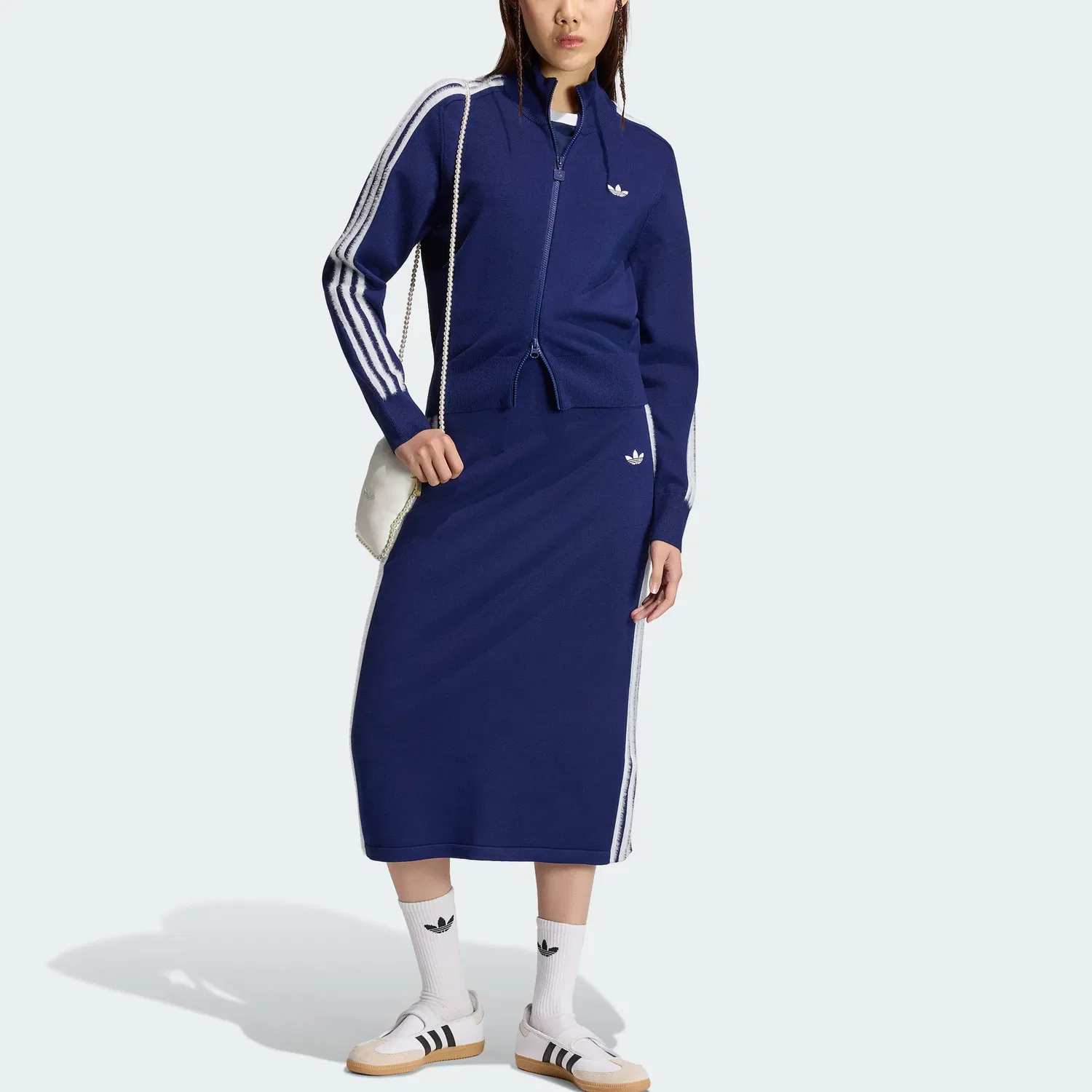 Женский свитер с полу-водолазкой Dark Blue/White Adidas Originals, Темно-синий/Белый — фото 3
