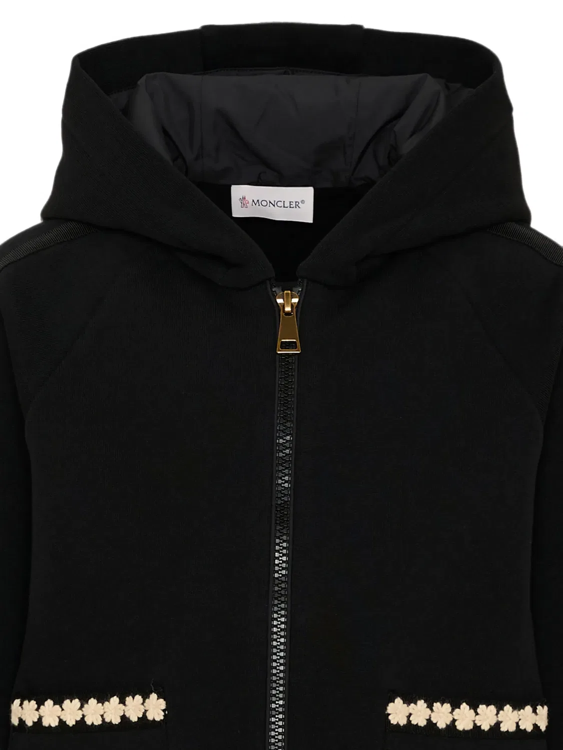 Moncler Худи с цветочной аппликацией, черный — фото 3