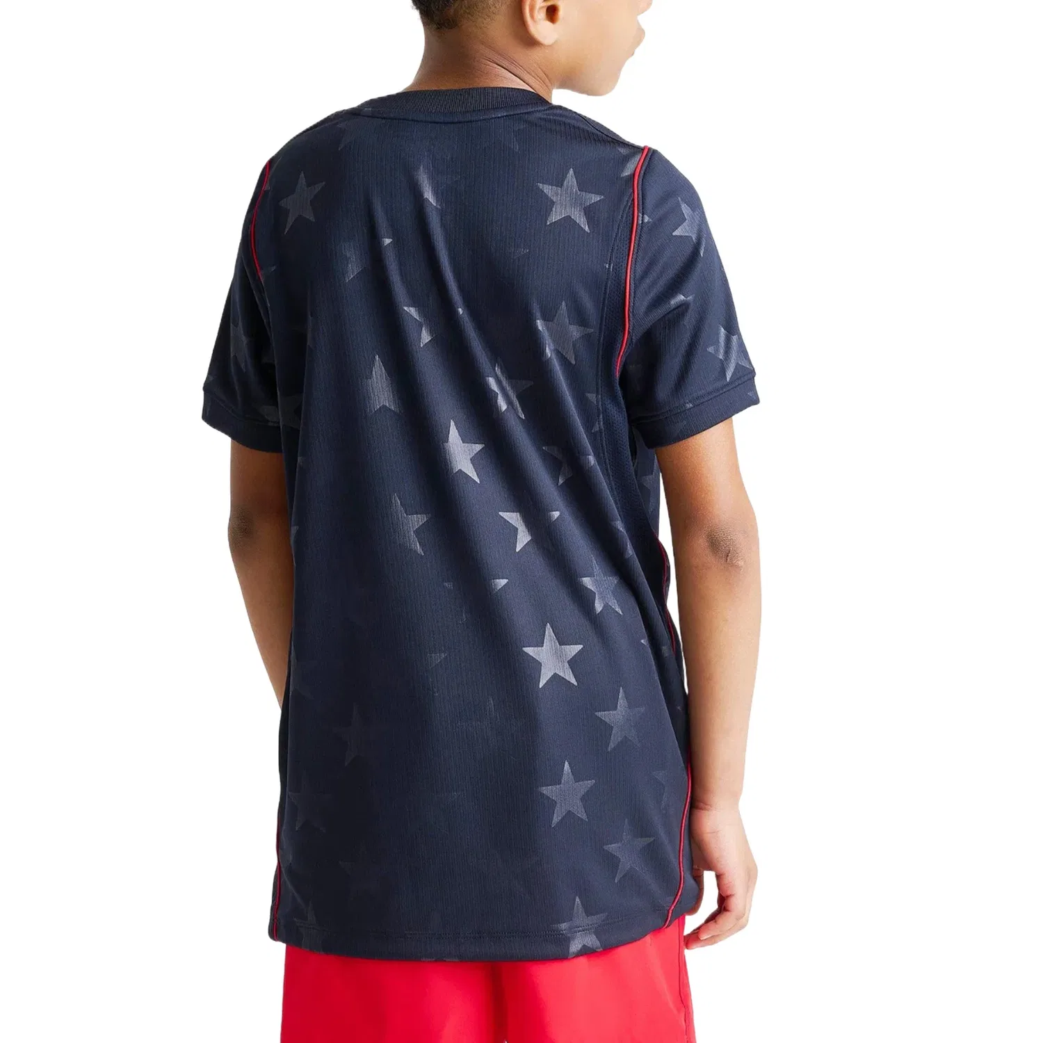 Детская футболка-джерси Nike USMNT 2026 Stadium Away Dri-FIT Dark Obsidian University Red Pure Platinum, черный — фото 2