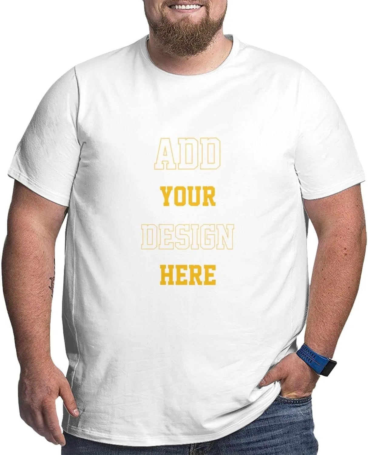 Мужская свободная футболка с круглым вырезом Custom Picture T-shirts for Big and Tall Men, White