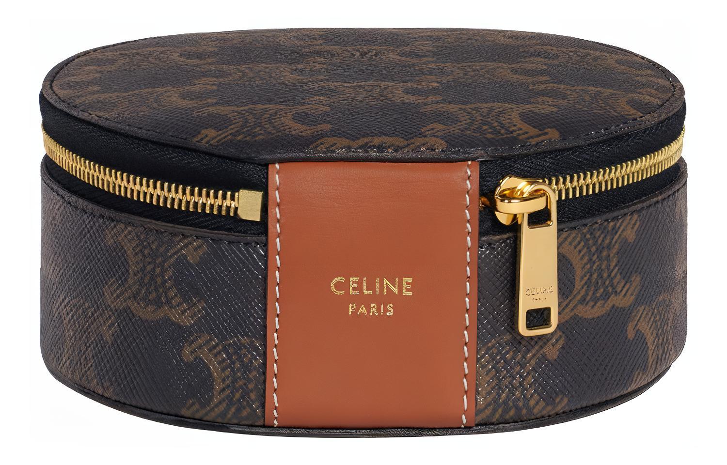 

Кожаный футляр и сумка для хранения Triomphe из натуральной коровьей кожи, женский цвет, оттенок «рыжий» Celine, basic set (bag+dust bag)