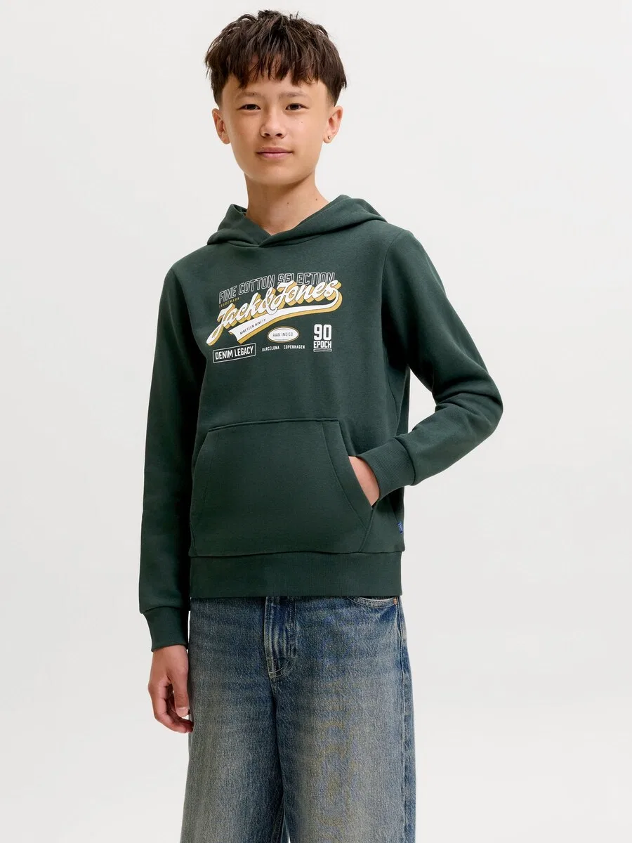 Детская толстовка темно-зеленого цвета Jack & Jones Junior — фото 3