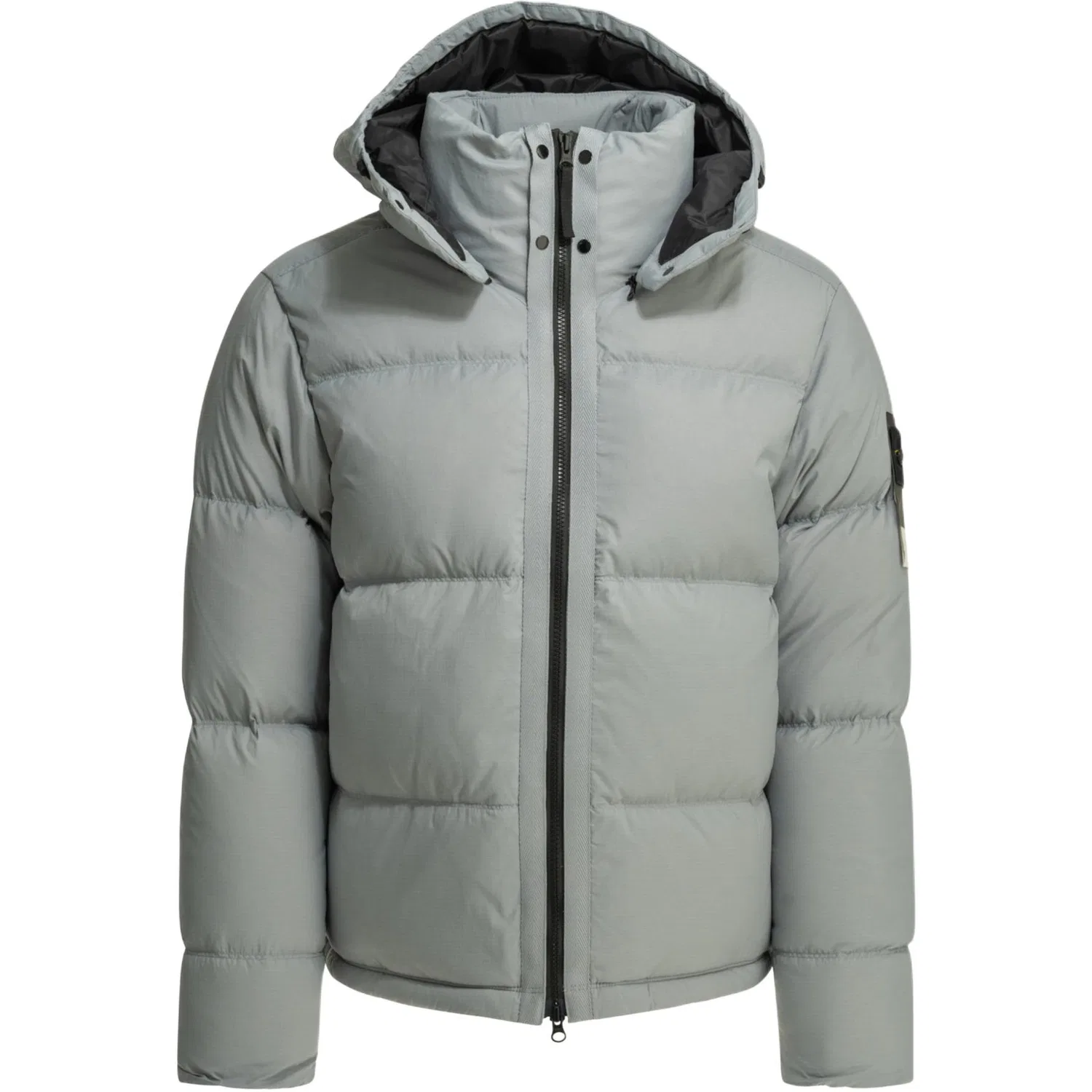 Мужское пальто-пуховик с капюшоном, серое, STONE ISLAND