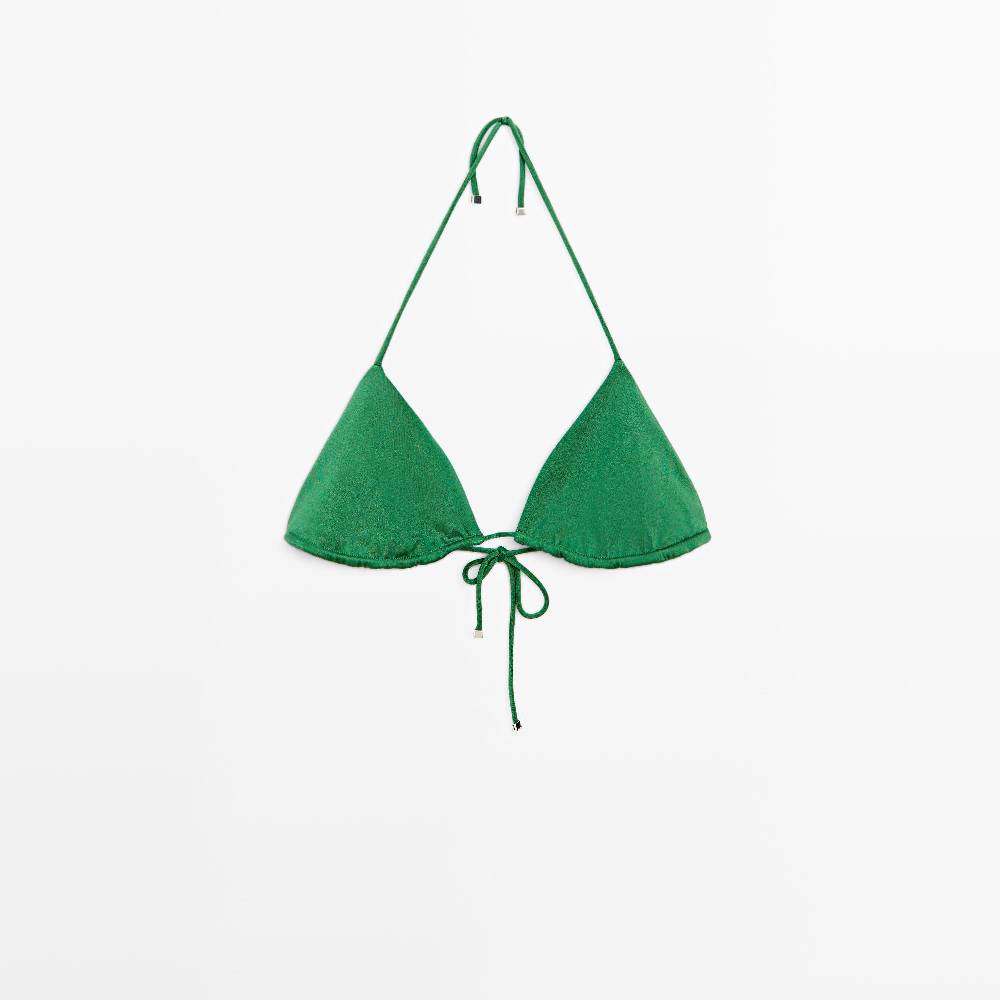 Топ-бикини  Massimo Dutti Shiny triangle, зеленый