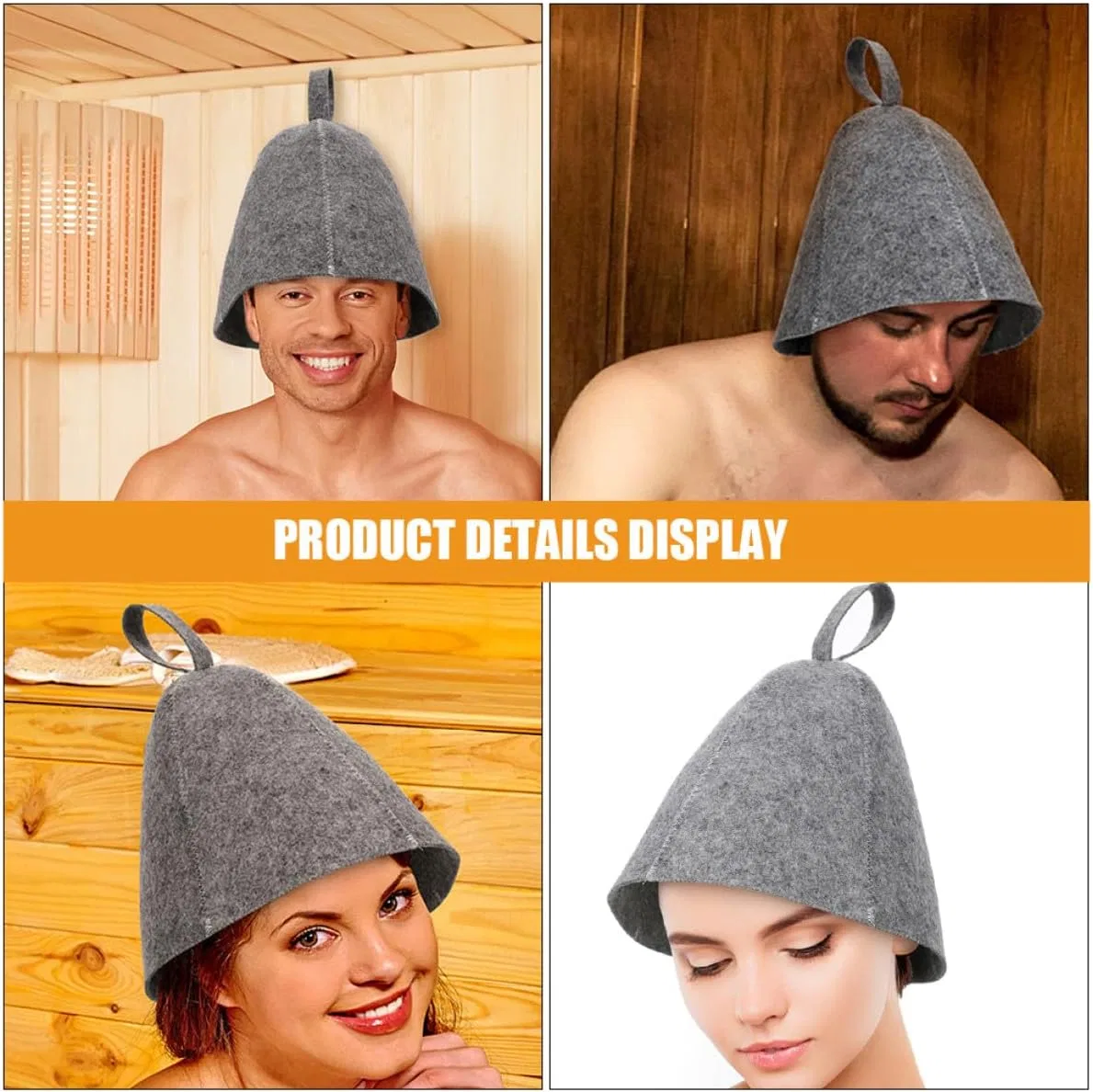 Шапочка для душа из фетра, Mipcase, 4 шт, 34x23x0.5 см, Серый — фото 3