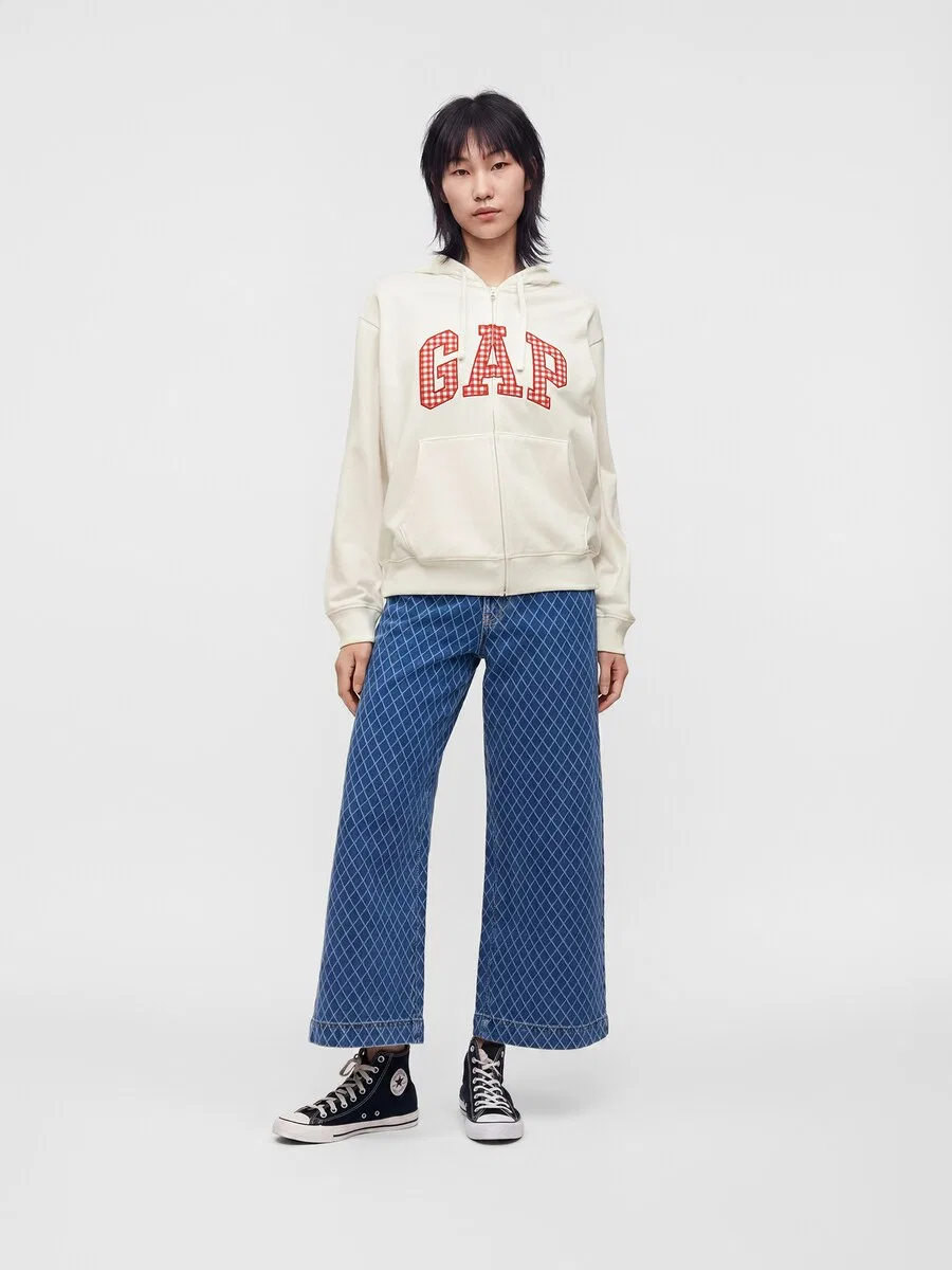 Худи на молнии GAP 'HERITAGE' белого цвета — фото 3