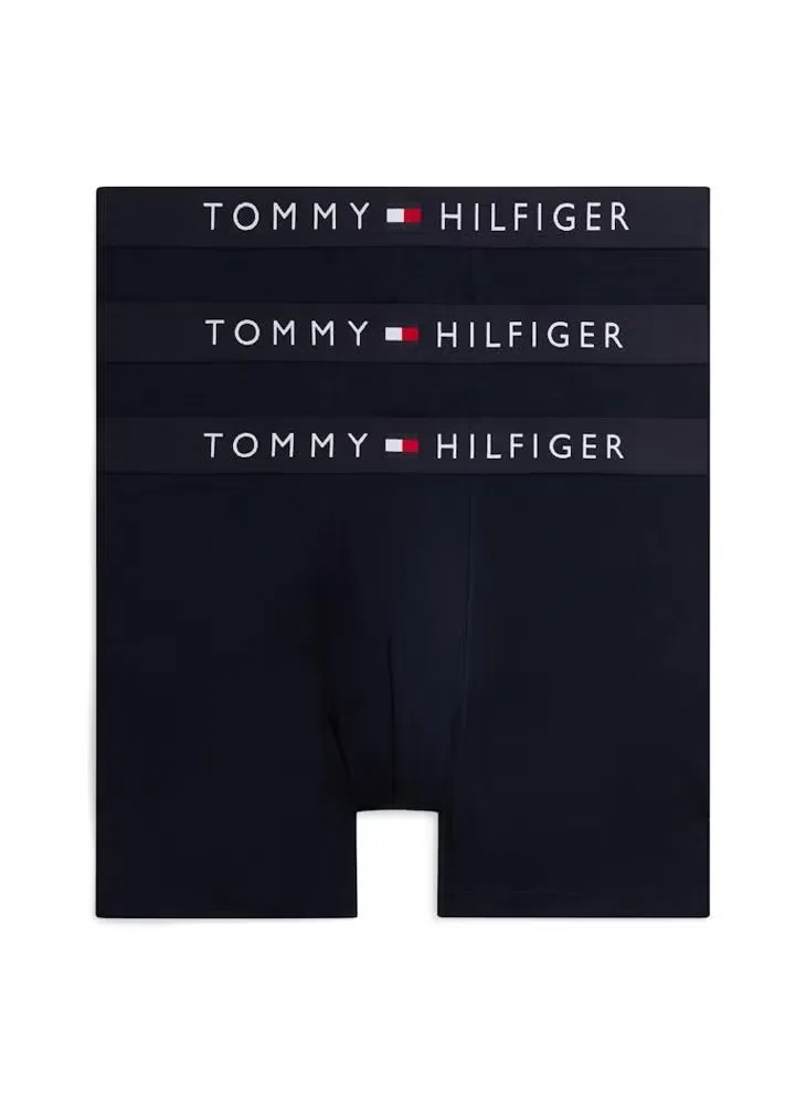 Боксеры-брифы с логотипом на поясе, комплект из 3 штук, TH Original, Tommy Hilfiger, небесно-голубой